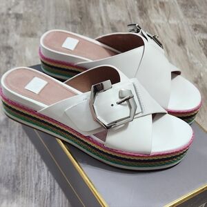 Louise et Cie Lo-Cassia Optic White Smooth Calf Platform Wedge Women's Size 6M